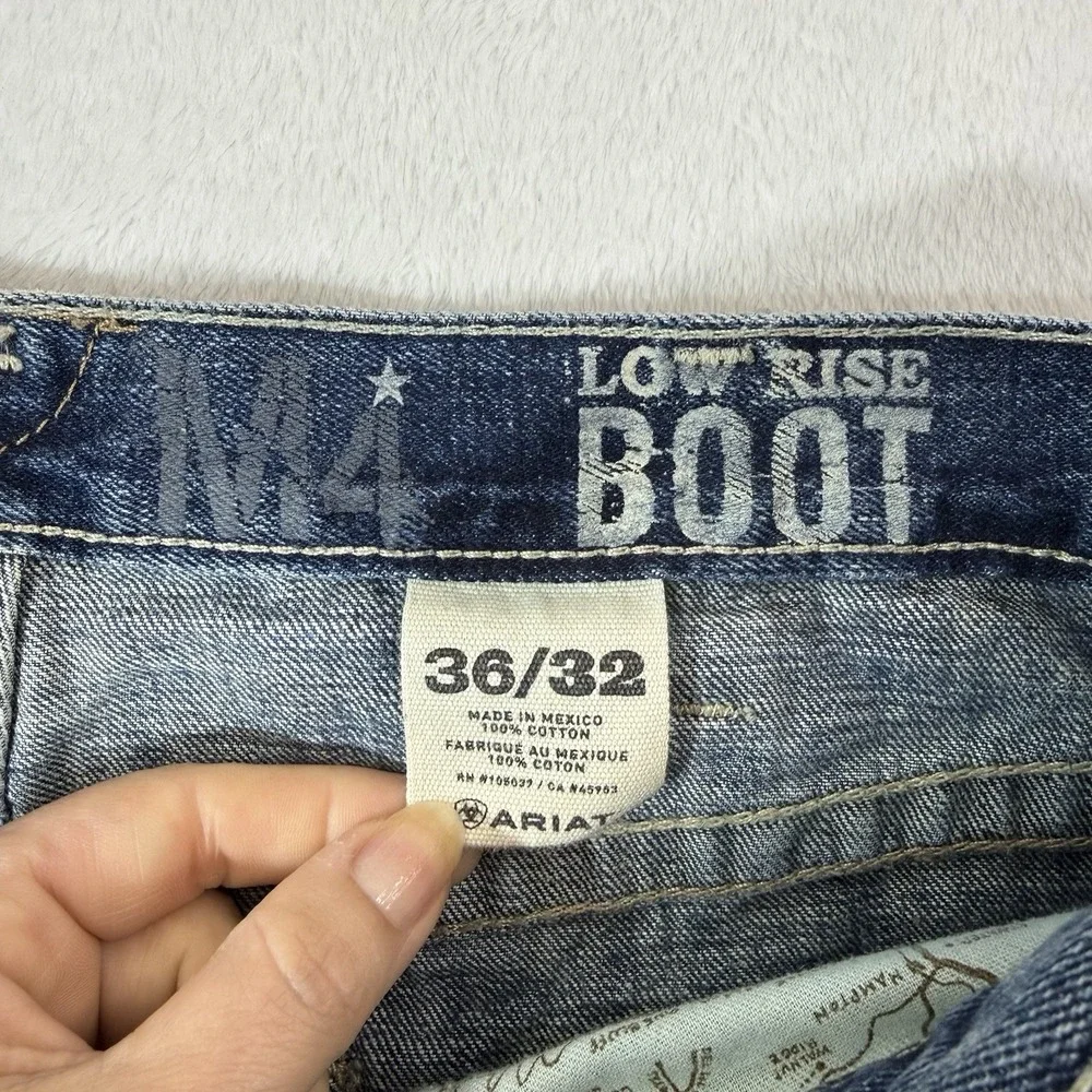 Ariat Mens Low Rise Boundary Boot Cut Jeans M4 Denim Mens Sz 36X32 Blue Western